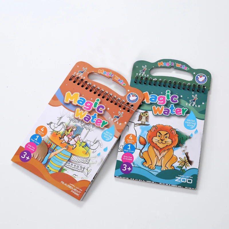 Reusable Water Reveal Coloring Book for Kids – Mess-Free Magic Water Painting Book