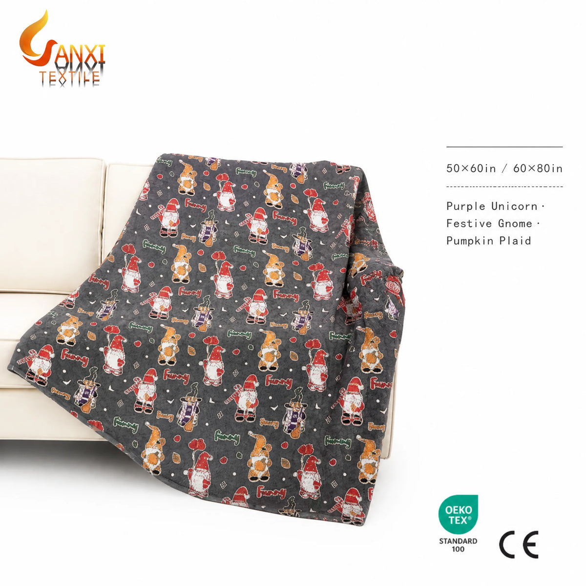 Glow-in-the-dark fleece throw blanket with jacquard pattern for kids rooms