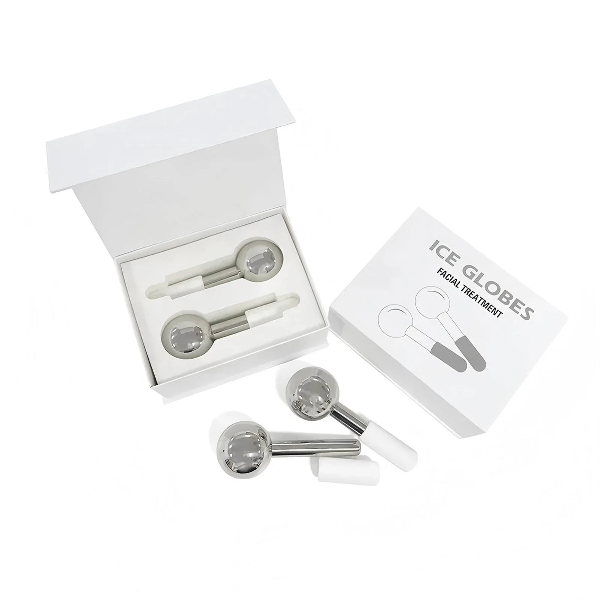 360° Rotating Stainless Steel Facial Ice Globes — Cooling Cryo Massage