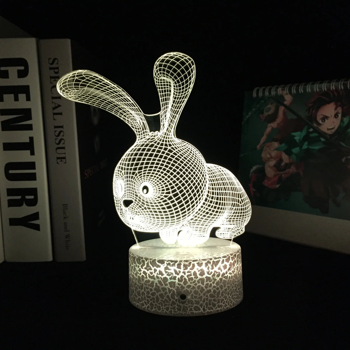 Rabbit Night Light for Kids – 3D LED Bunny Lamp, RGB Color Changing