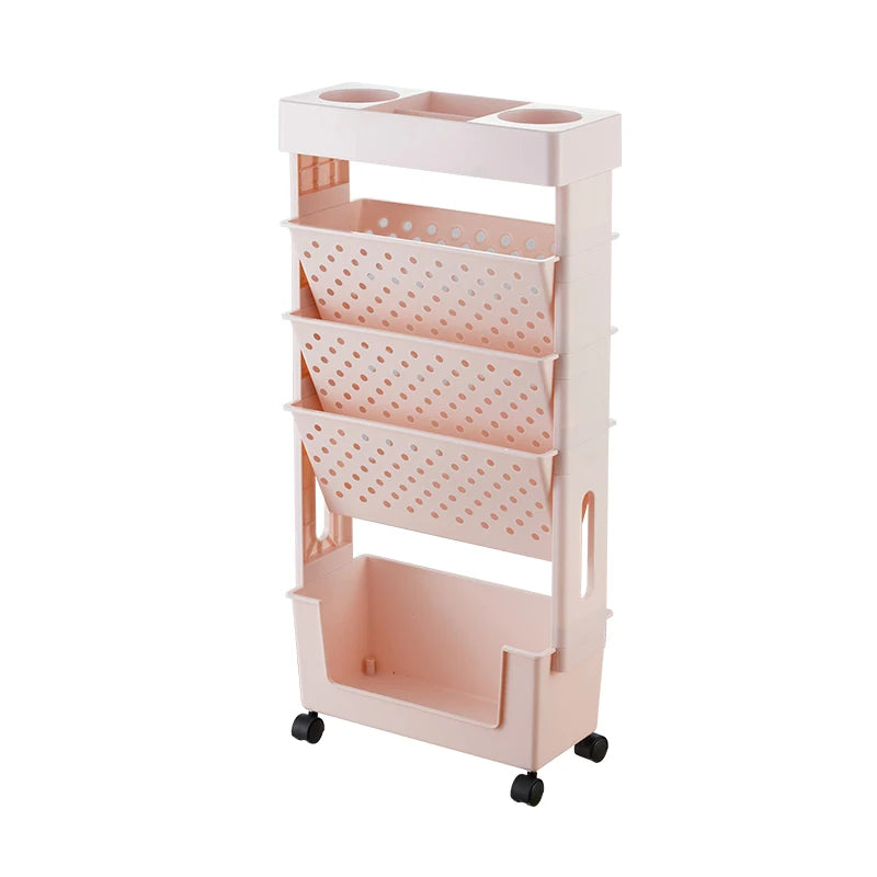 Slim Rolling Bookshelf Cart