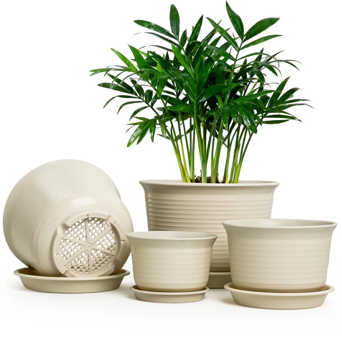 Round Resin Flower Pot with Drainage