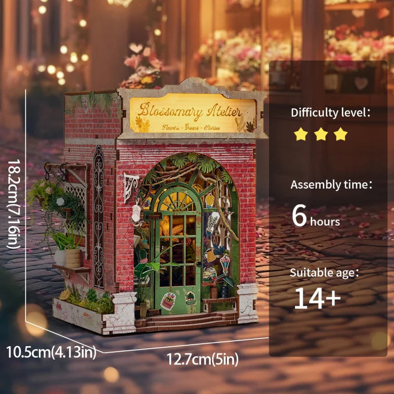 DIY Miniature Dollhouse Kit – 3D Wooden Puzzle Book Nook, US Warehouse