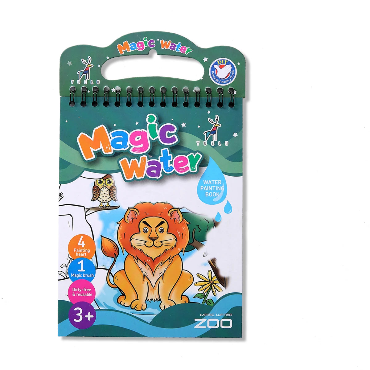 Reusable Water Reveal Coloring Book for Kids – Mess-Free Magic Water Painting Book