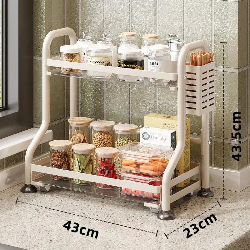 2-Tier Pull-Out Kitchen Shelf Rack