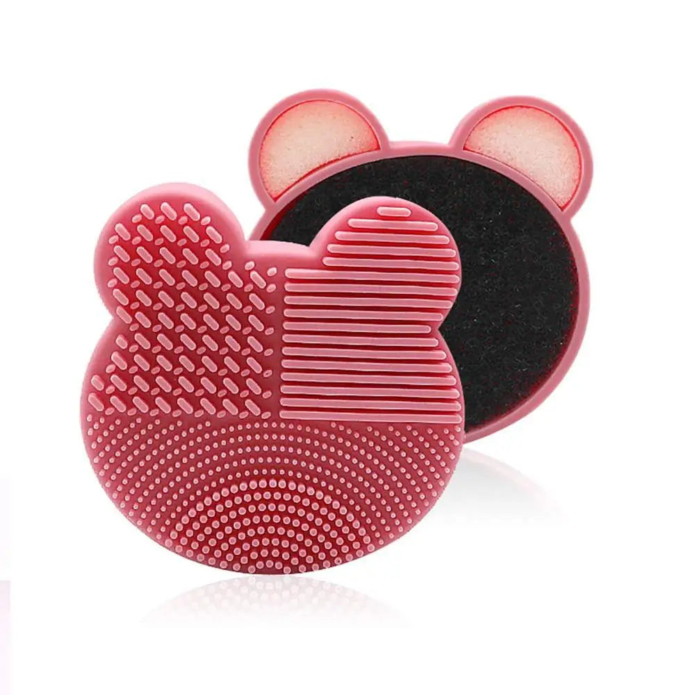 Silicone makeup brush cleaning pad with sponge - textured 2-in-1 brush cleanser