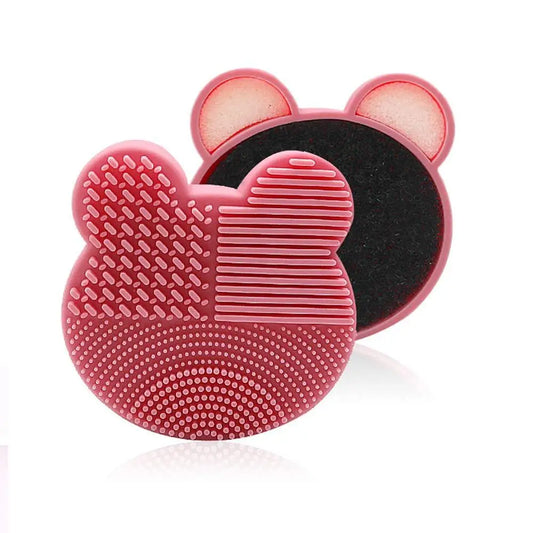 Silicone makeup brush cleaning pad with sponge - textured 2-in-1 brush cleanser