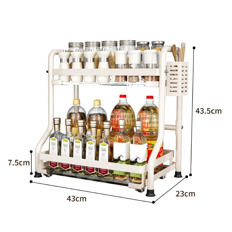 2-Tier Pull-Out Kitchen Shelf Rack