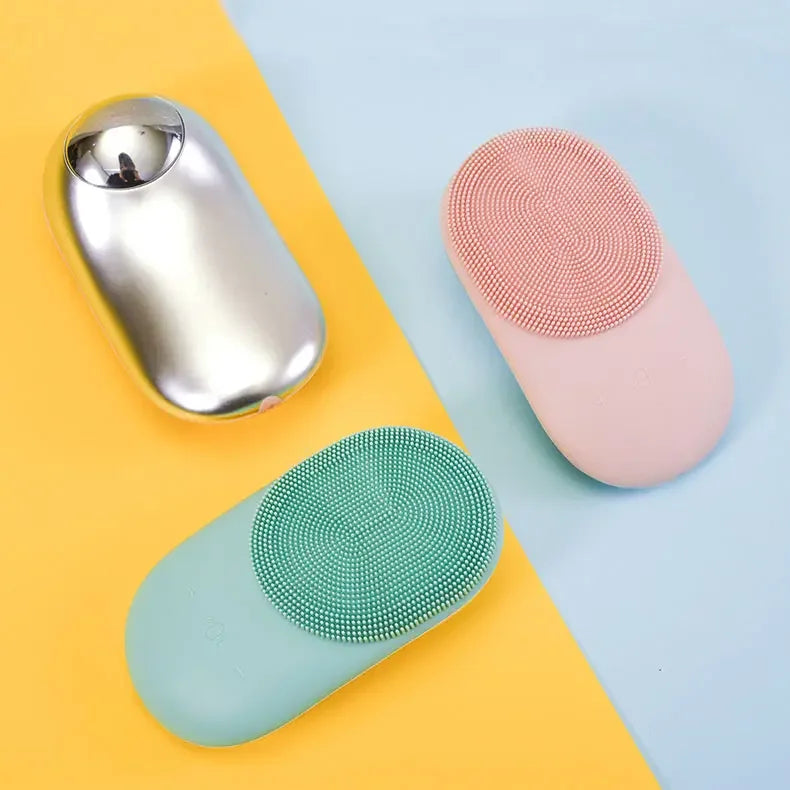 2-in-1 manual silicone facial cleansing brush for deep pore exfoliation – double-sided face scrubber with soft bristles