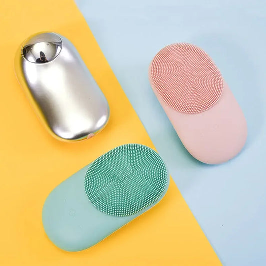 2-in-1 manual silicone facial cleansing brush for deep pore exfoliation – double-sided face scrubber with soft bristles
