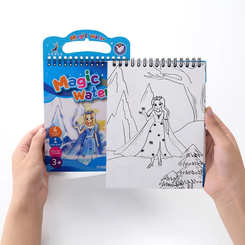 Reusable Water Reveal Coloring Book for Kids – Mess-Free Magic Water Painting Book