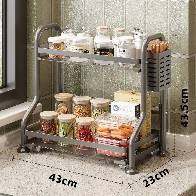2-Tier Pull-Out Kitchen Shelf Rack