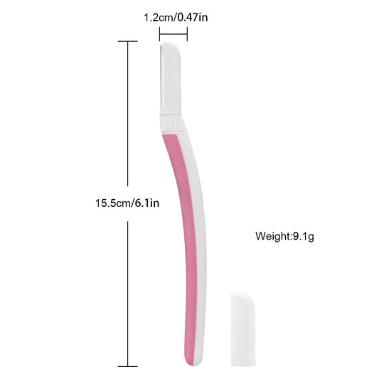 Stainless-steel dermaplaning eyebrow razor with replaceable precision head for facial hair and peach-fuzz removal