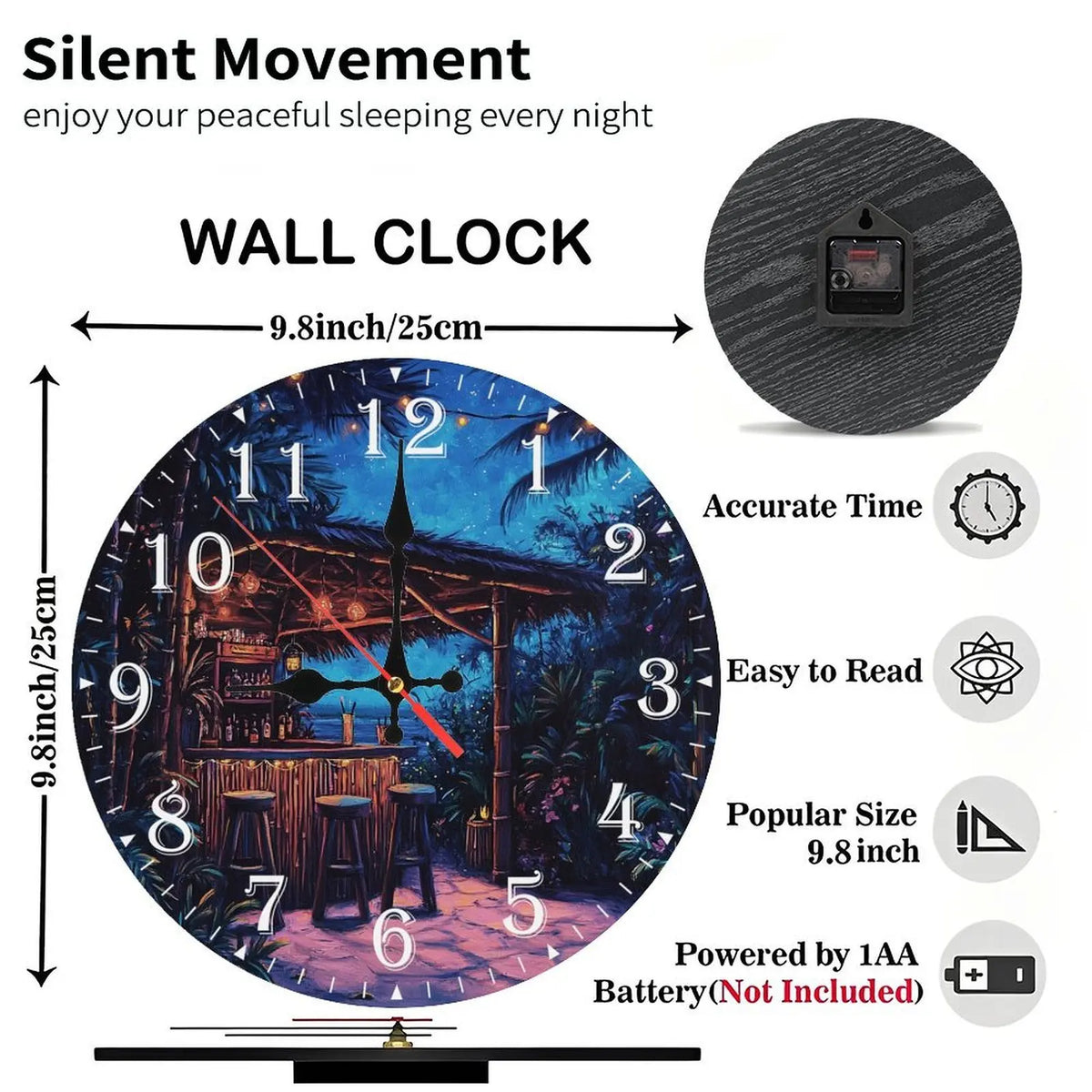 Handcrafted Round Wood Wall Clock