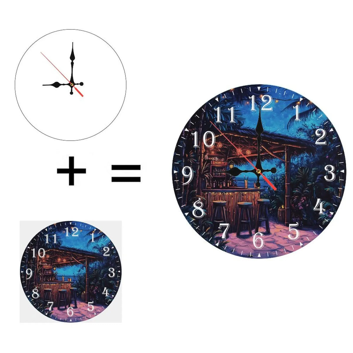 Handcrafted 25cm round wood wall clock in natural wood for living room