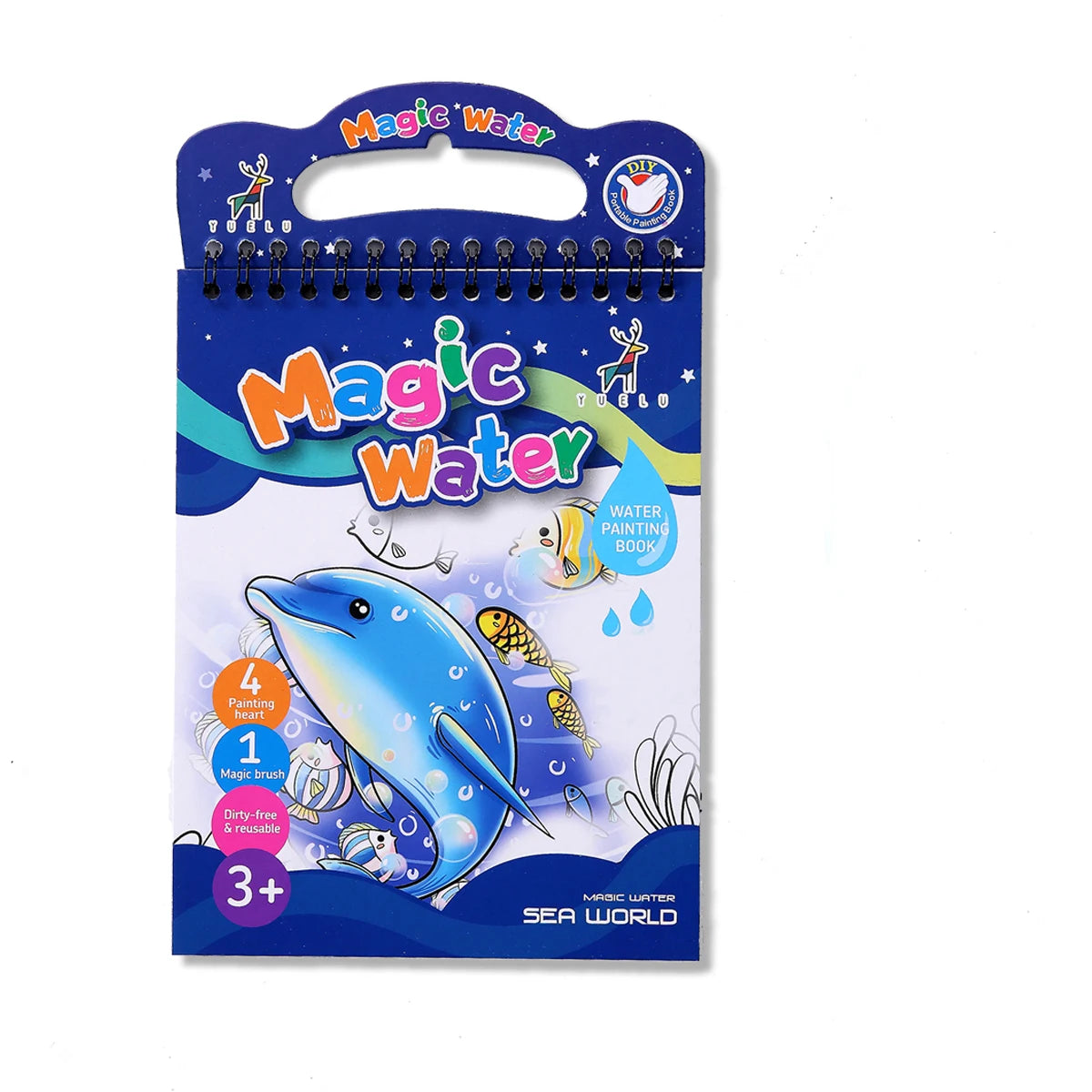 Reusable Water Reveal Coloring Book for Kids – Mess-Free Magic Water Painting Book
