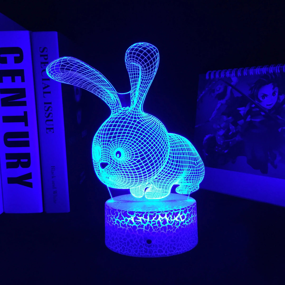 Rabbit Night Light for Kids – 3D LED Bunny Lamp, RGB Color Changing