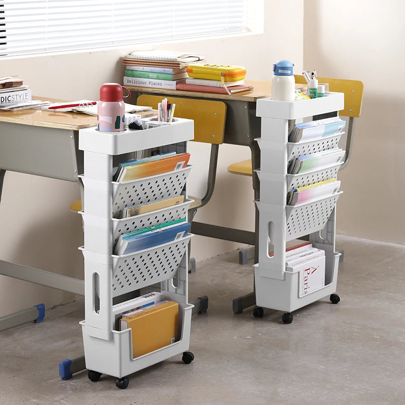 Slim Rolling Bookshelf Cart