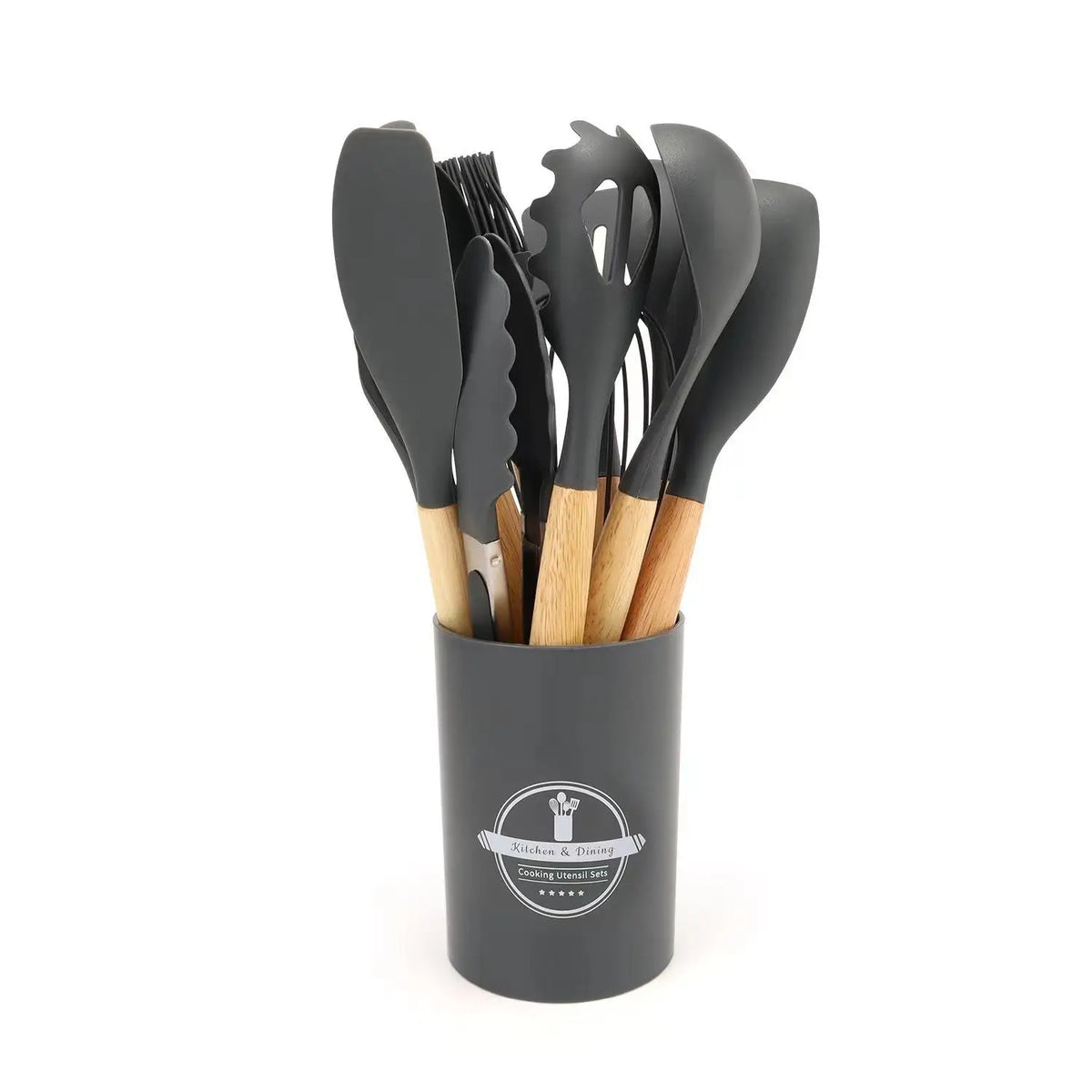 Wood-Handle 12-Piece Kitchen Utensil Set