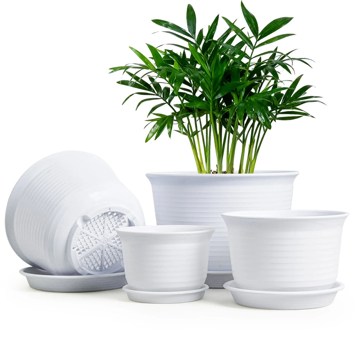 Round Resin Flower Pot with Drainage