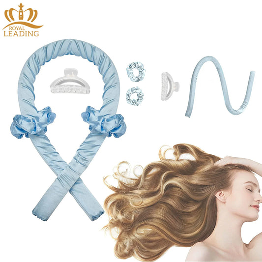 Satin heatless curling headband for overnight heat-free curls