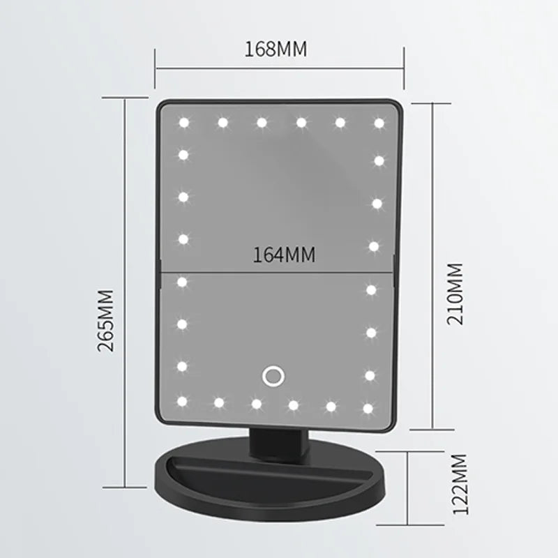 Rechargeable LED Makeup Mirror — Foldable, Adjustable Brightness
