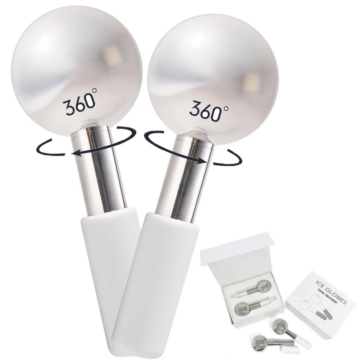 360° Rotating Stainless Steel Facial Ice Globes — Cooling Cryo Massage