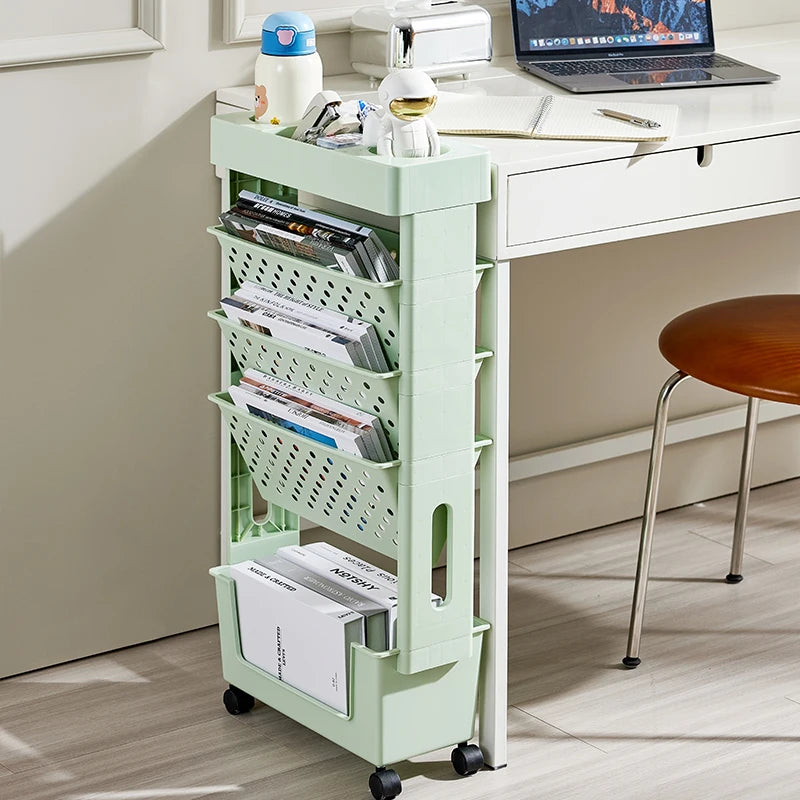 Slim Rolling Bookshelf Cart