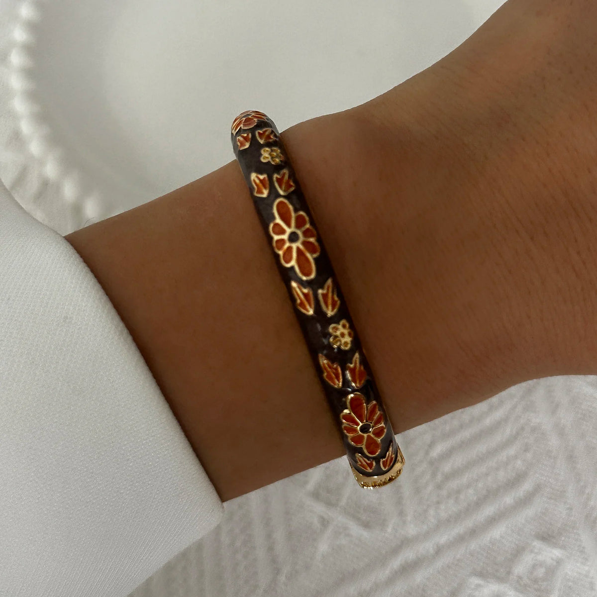 Enamel Flower Gold Bracelet