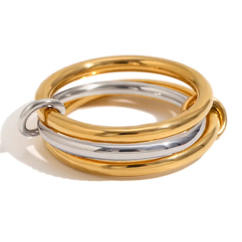 Anelli alla moda in oro e argento, placcati in oro 18k, set da 4 pezzi impilabili con zirconi scintillanti, ideali come gioielli da festa per donna