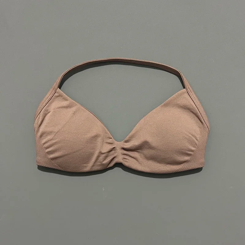 Soutien-gorge de sport dos nu à maintien élevé pour femme, haut de fitness sans couture, respirant, pour yoga, course et entraînement