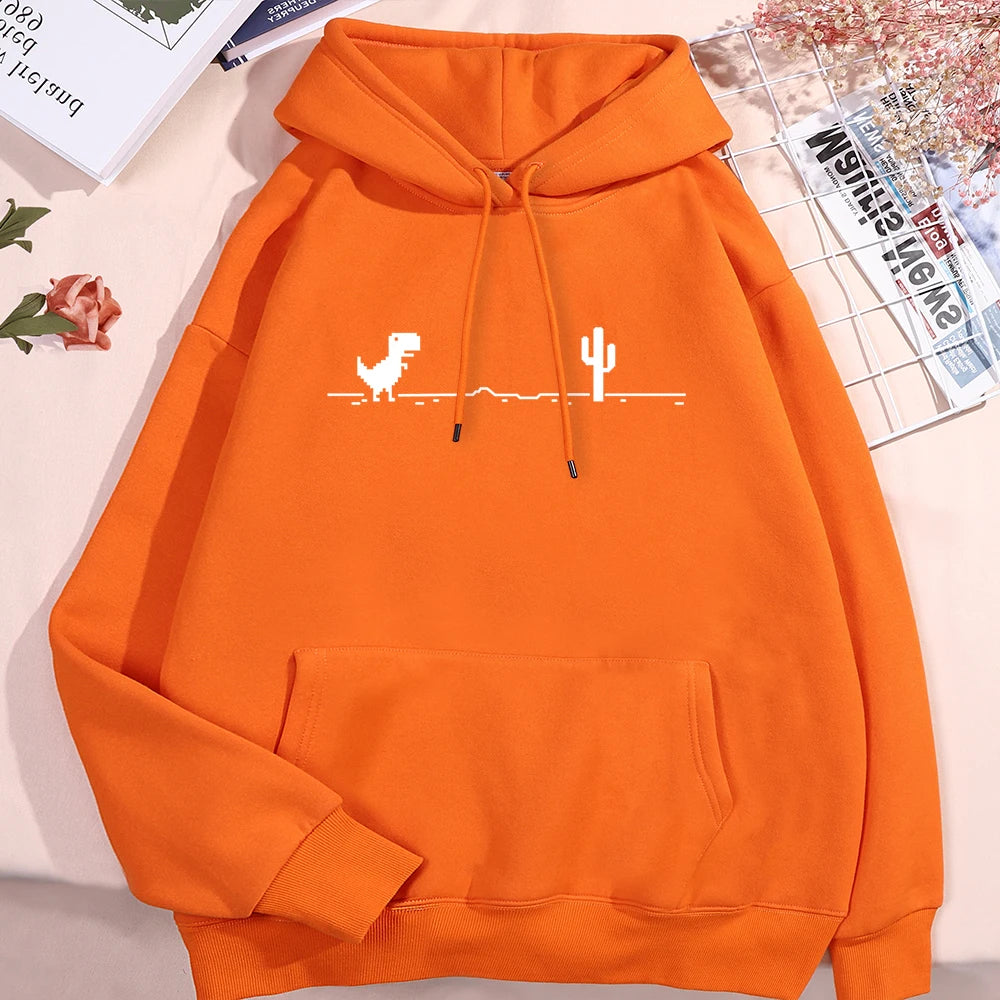 Unisex Dinosaur Graphic Hoodie – Pullover, Pocket