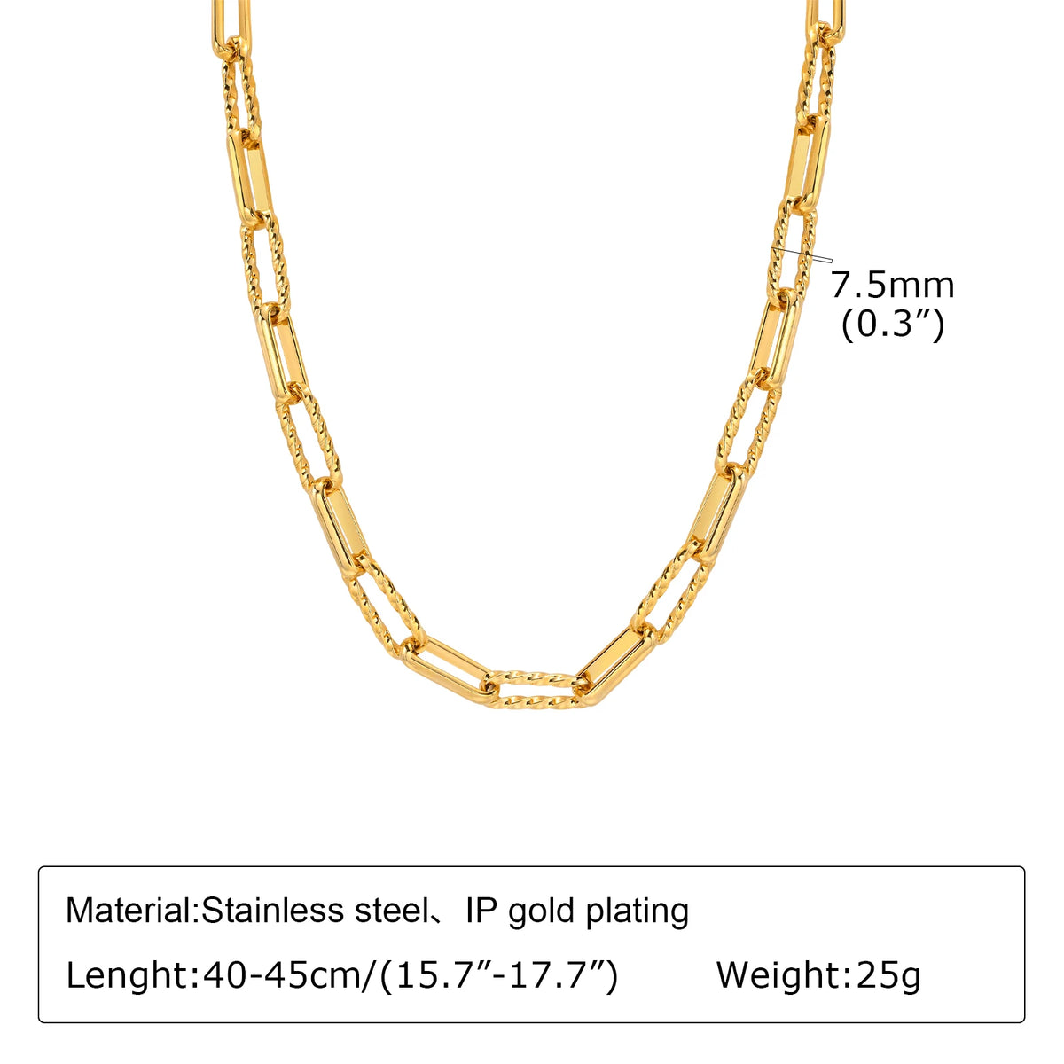 Chunky Gold Plated Link Necklace (stainless steel)