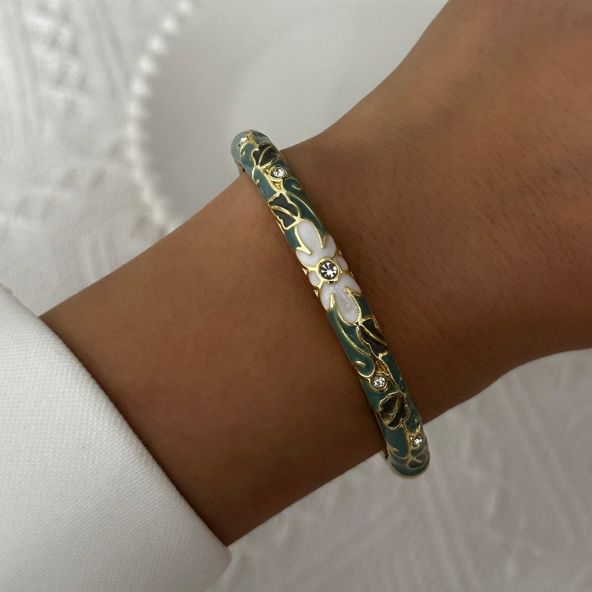 Enamel Flower Gold Bracelet