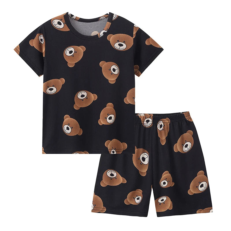 Kids' 2-Piece Bear Print Outfit – T-Shirt & Shorts