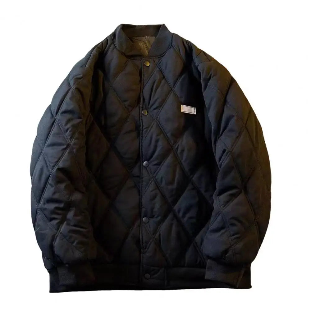 Men's Winter Padded Bomber Jacket – Quilted, Loose Fit