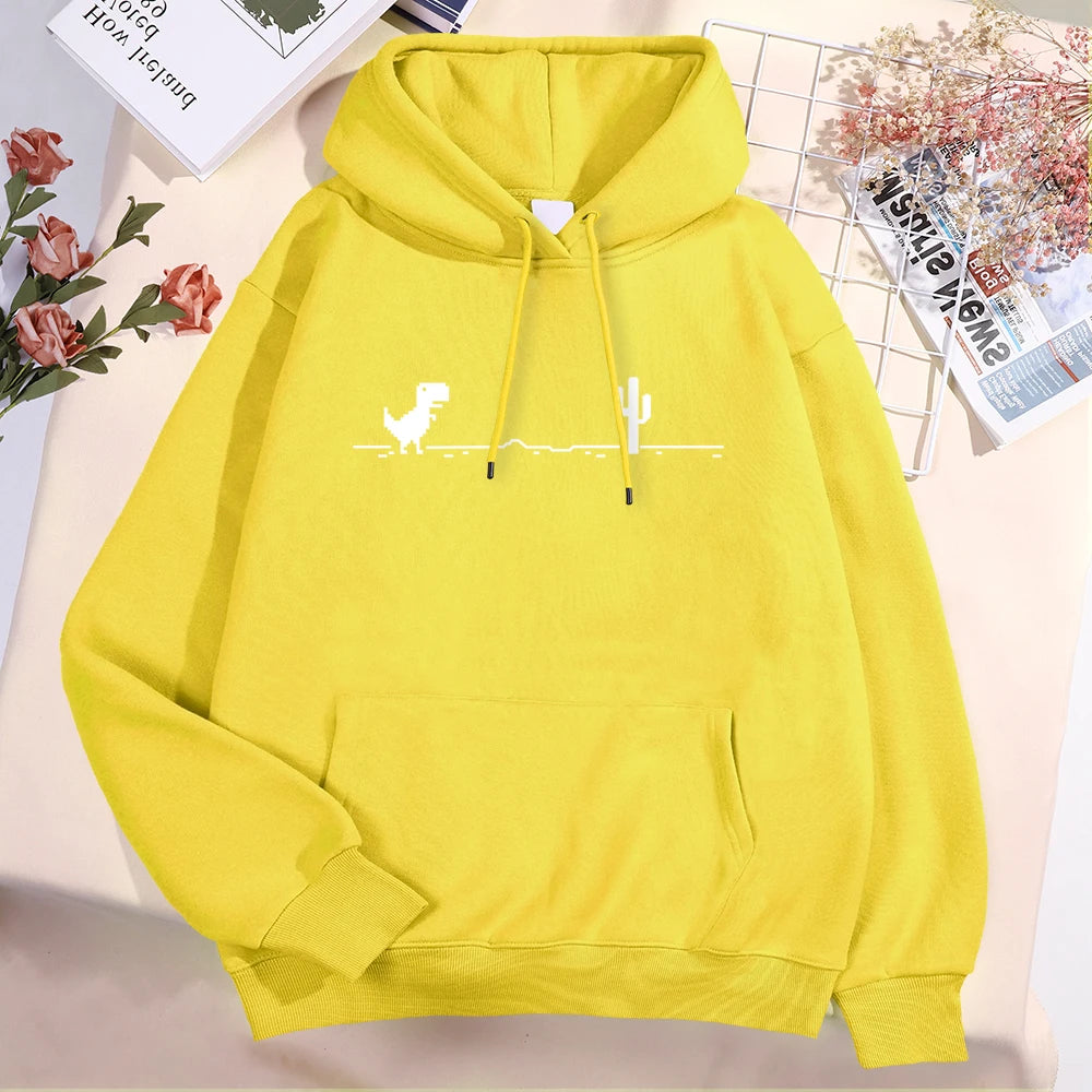 Unisex Dinosaur Graphic Hoodie – Pullover, Pocket