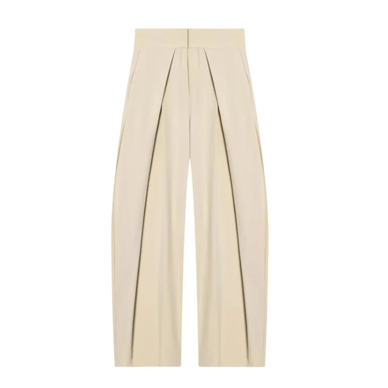Women's High-Waist Pleated Wide-Leg Pants
