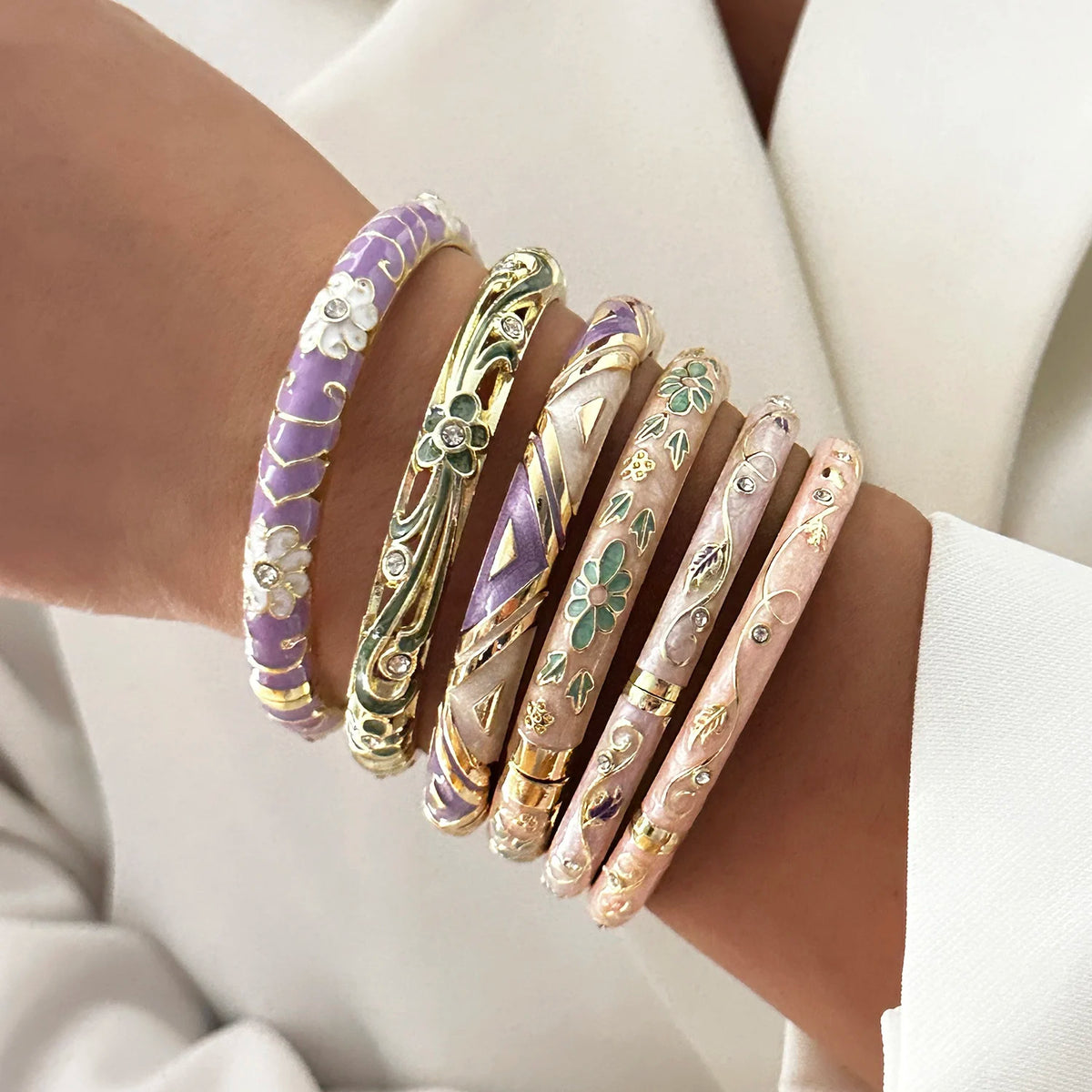 Enamel Flower Gold Bracelet