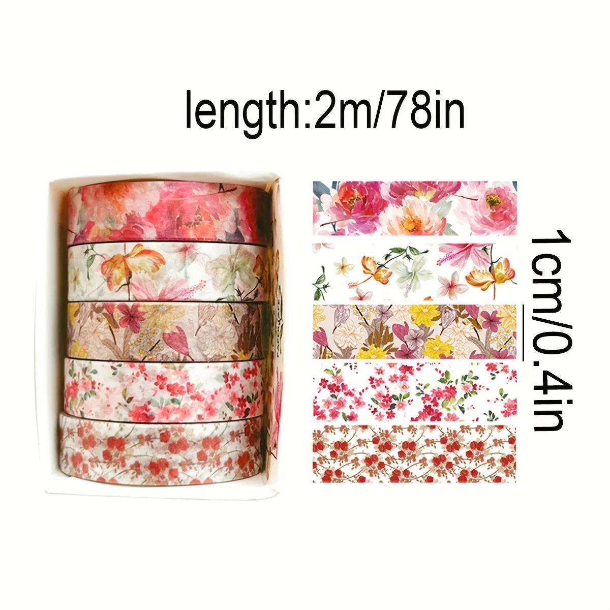 Romantic Flower Washi Tape (5 Rolls)