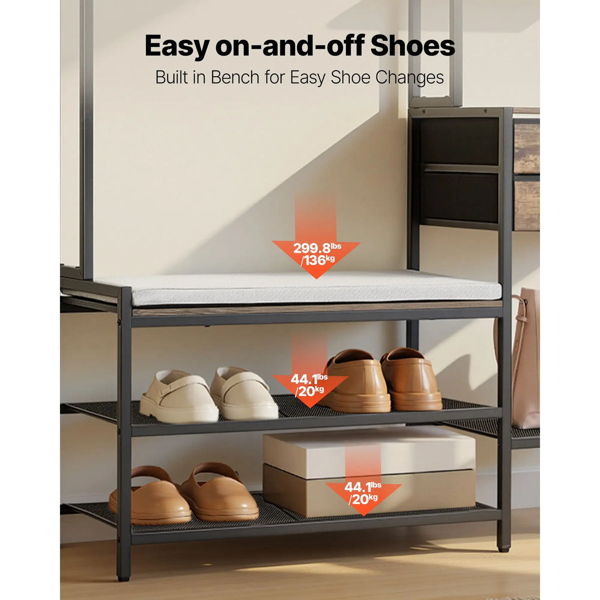 3-in-1 Hall Tree with Shoe Bench