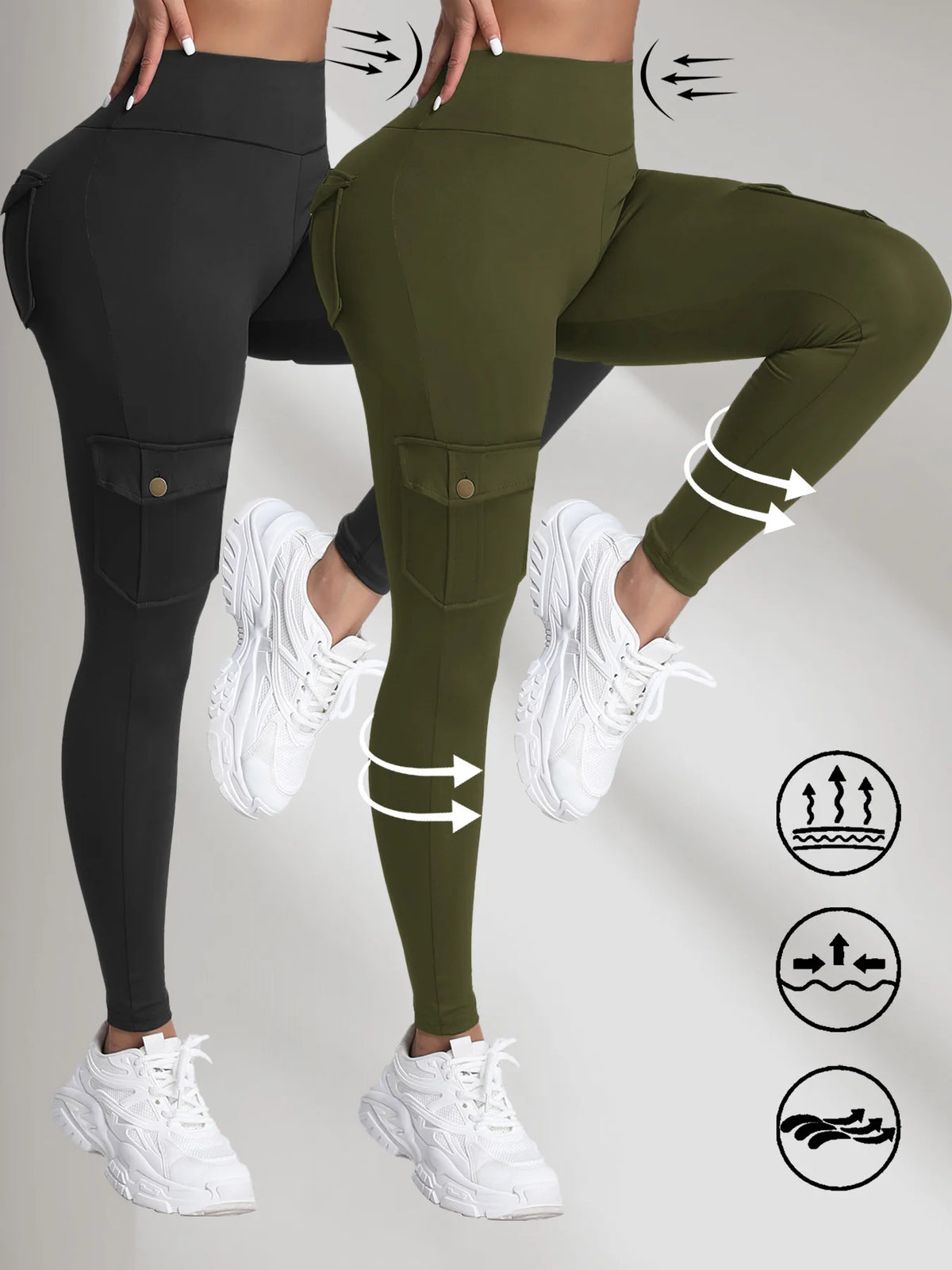 Women's High-Waist Athletic Leggings – Ankle-Length, 2-Pack
