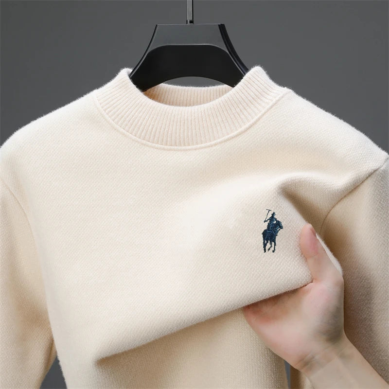 Herren-Strickpullover mit Stickerei – Rundhalsausschnitt