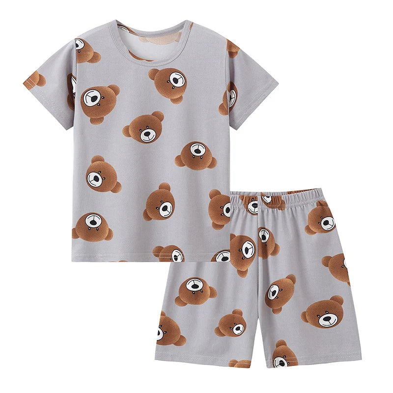 Kids' 2-Piece Bear Print Outfit – T-Shirt & Shorts