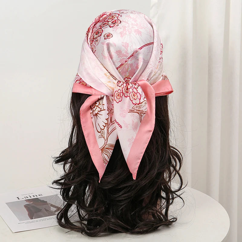 Foulard pour femme 70X70cm mode 2025, imprimé, pashmina, foulard en soie, châle carré, bandeau décoratif, tour de cou, design de luxe, bandana
