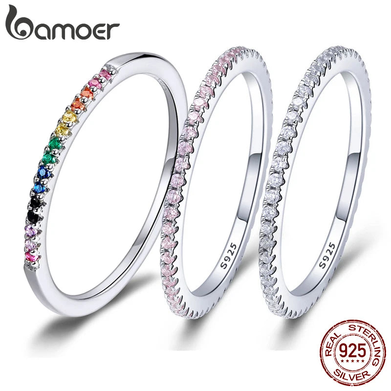 BAMOER 925 Sterling Silver Simulated Diamond Ring