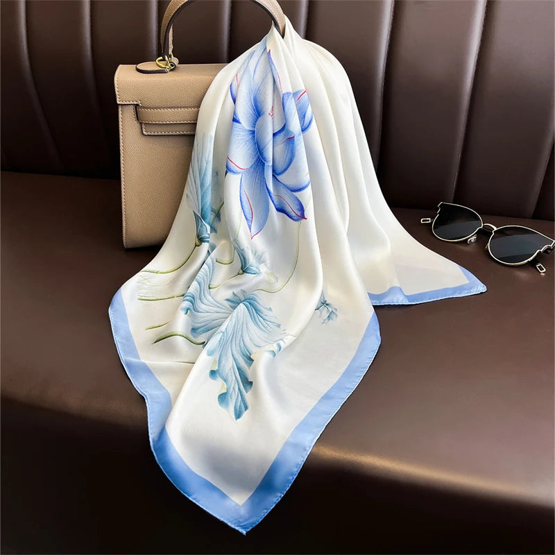 Foulard pour femme 70X70cm mode 2025, imprimé, pashmina, foulard en soie, châle carré, bandeau décoratif, tour de cou, design de luxe, bandana