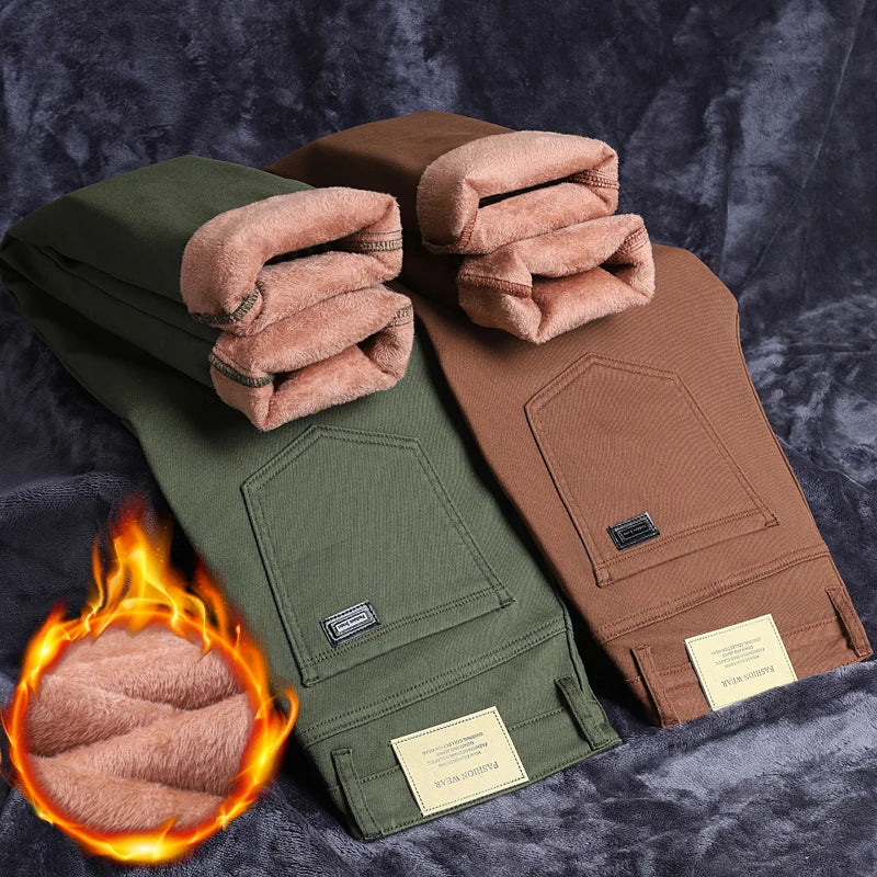 Men's Winter Fleece-Lined Jeans – Straight Fit