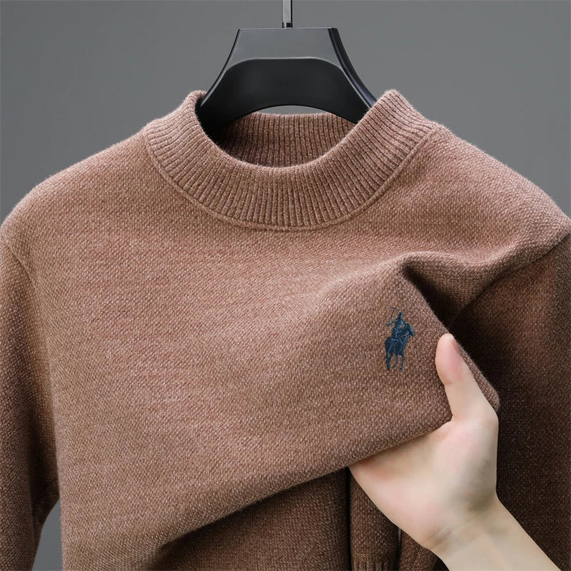 Herren-Strickpullover mit Stickerei – Rundhalsausschnitt