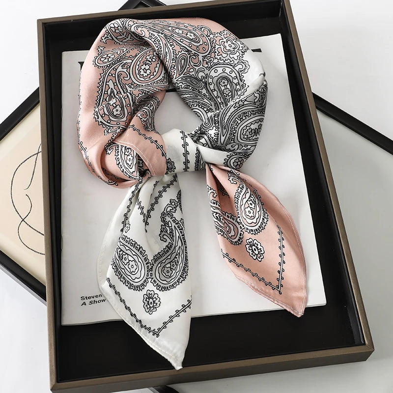 Foulard pour femme 70X70cm mode 2025, imprimé, pashmina, foulard en soie, châle carré, bandeau décoratif, tour de cou, design de luxe, bandana